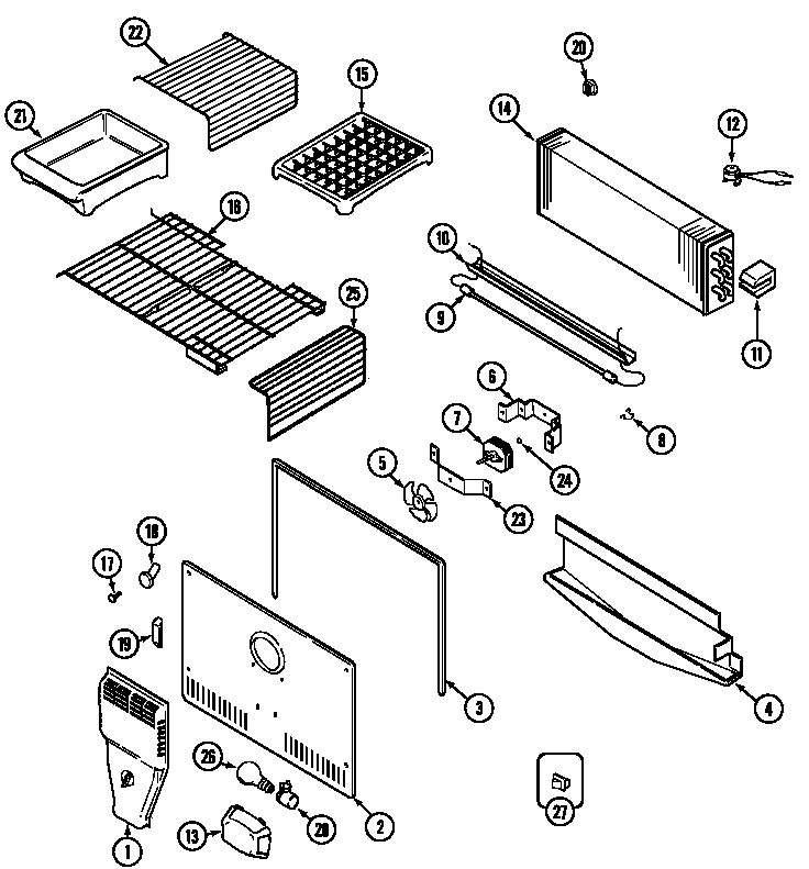 Maytag GT2626PVCW freezer compartment diagram