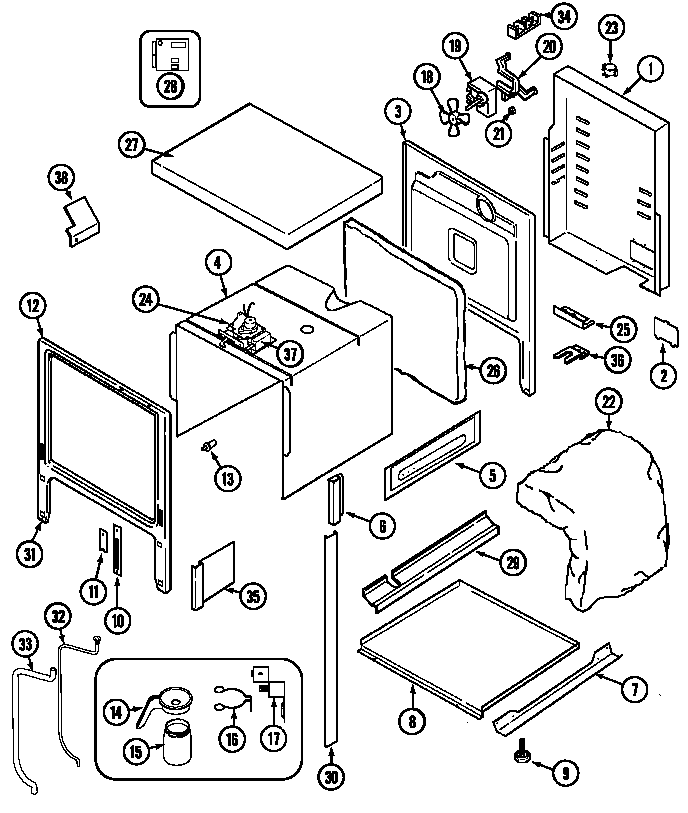 Kenmore 62946975 body (series 12) diagram