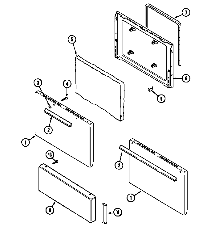 Maytag GER1100AAH door/drawer diagram