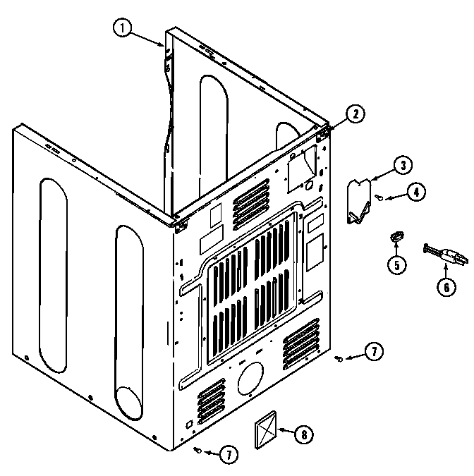 Maytag MDG9306AWW cabinet-rear diagram