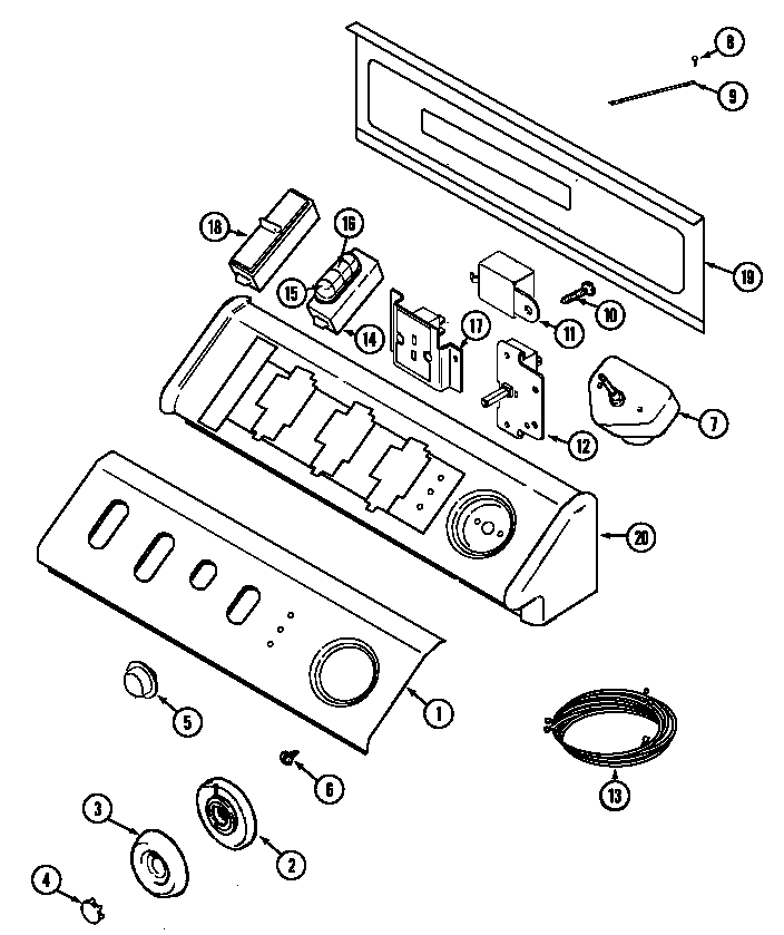 Maytag MDE9806AZW control panel diagram
