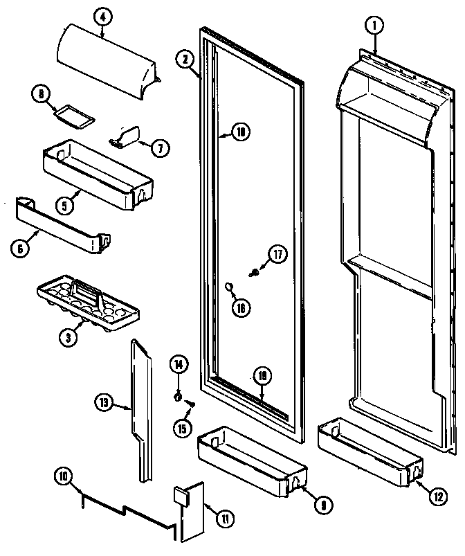Maytag GC20C7C3EB fresh food inner door diagram