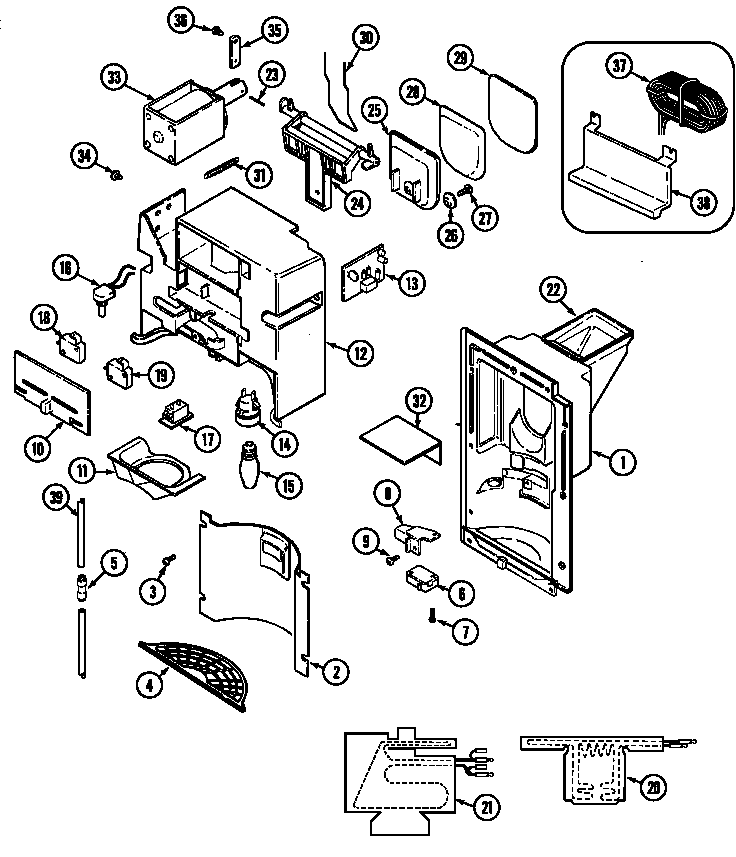 Maytag GC20C7C3EB ice & water dispenser diagram