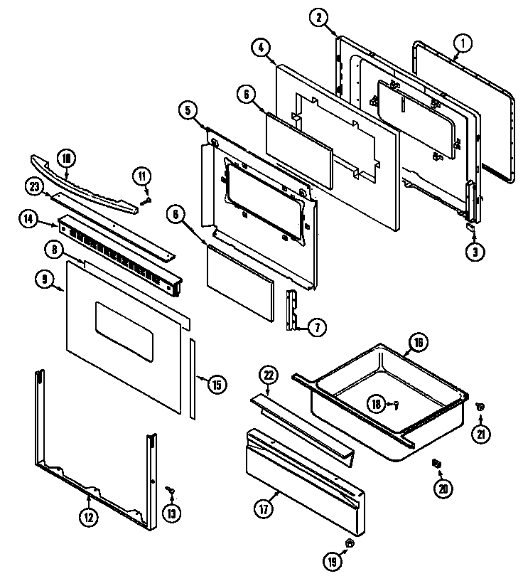 Maytag MGR5730ADA door/drawer diagram