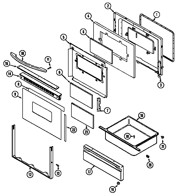 Maytag MER5530ACW door/drawer diagram