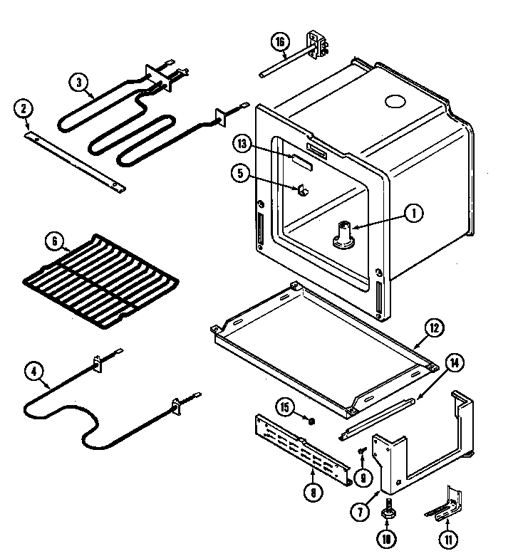 Magic Chef CER1140ACW oven/base diagram