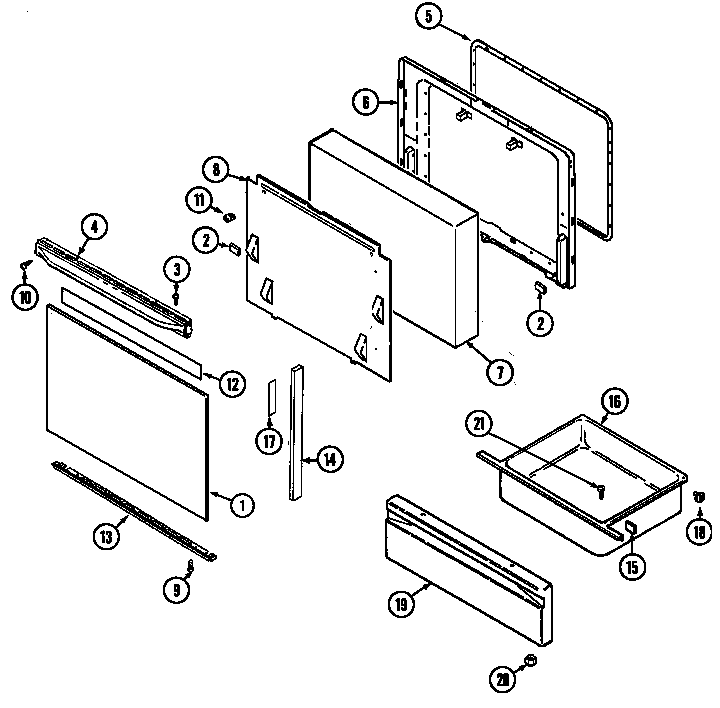 Maytag MER5510AAT door/drawer diagram