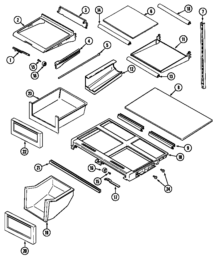 Maytag GT2127PDCW shelves & accessories diagram