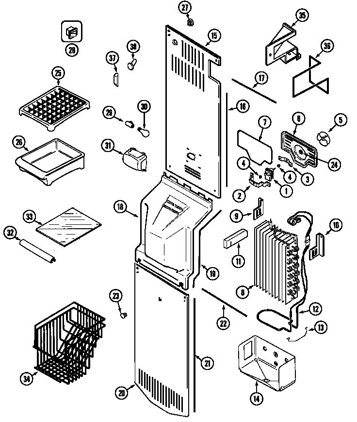 Magic Chef CSB2323ARA freezer compartment diagram