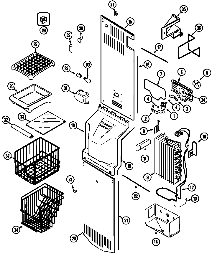 Maytag MSB2554ARA freezer compartment diagram