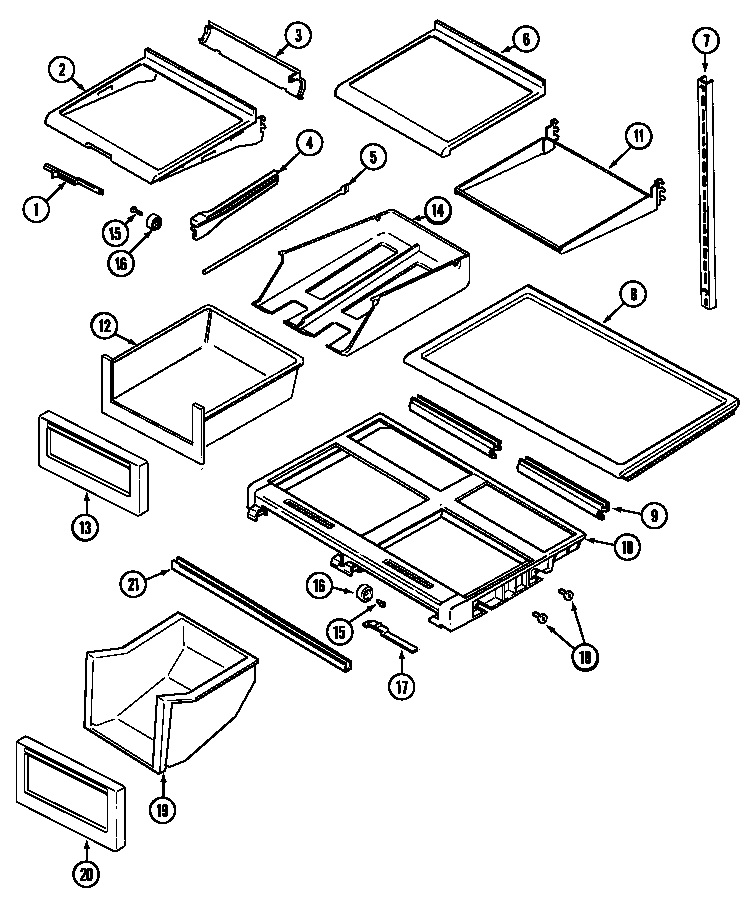 Maytag MTF2456AEA shelves & accessories diagram