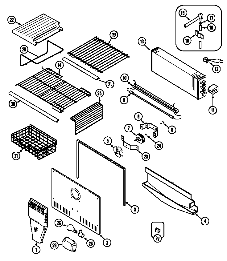 Maytag MTF2456AEA freezer compartment diagram