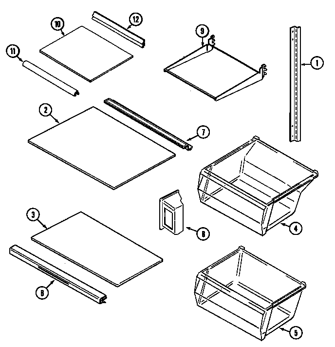 Magic Chef CSD2122ARW shelves & accessories diagram