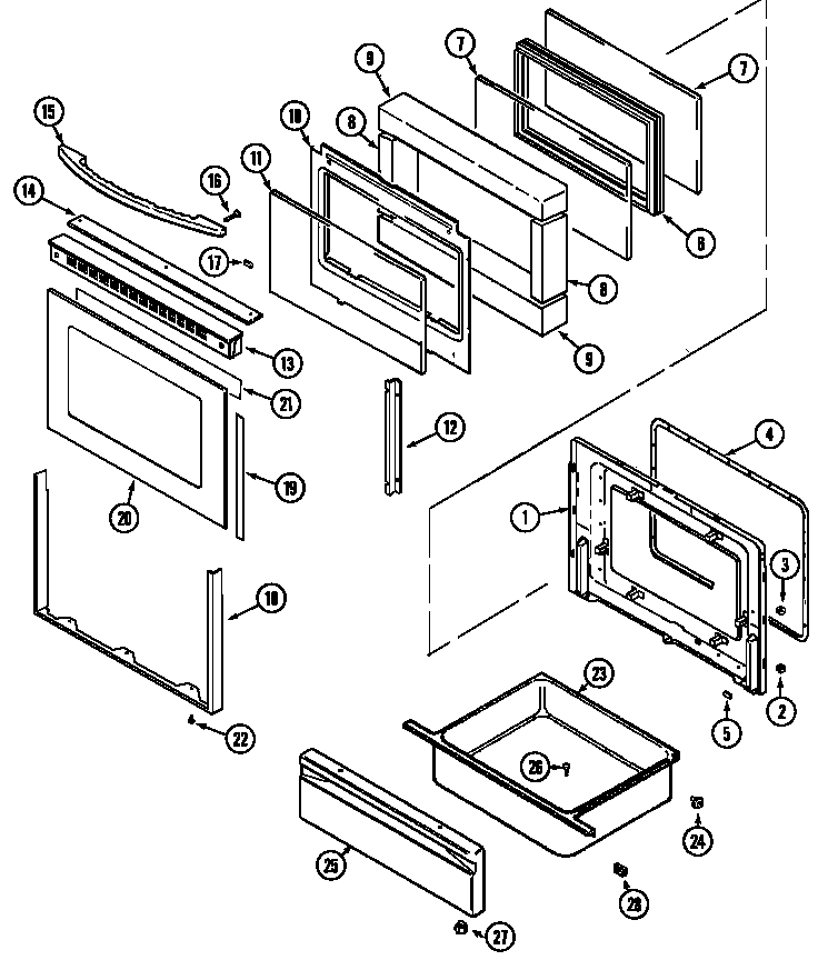 Maytag MER5750AAA door/drawer diagram