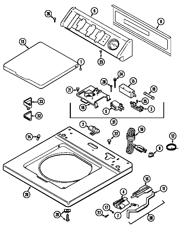 Maytag LAT8226ABE top diagram