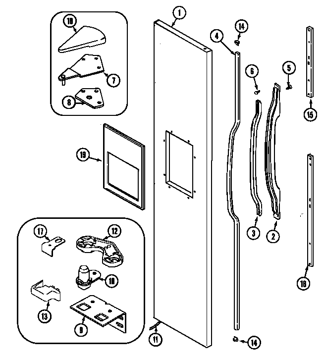 Admiral ASD2514ARQ freezer outer door (asd2514ara) (asd2514arw) diagram