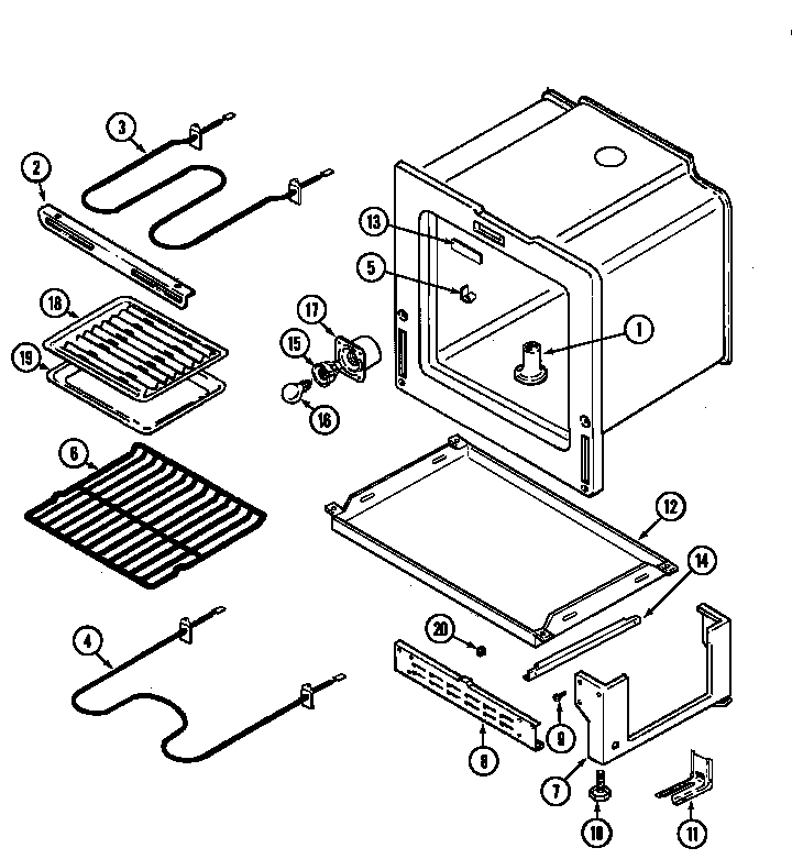 Maytag VER1360AGH oven/base diagram