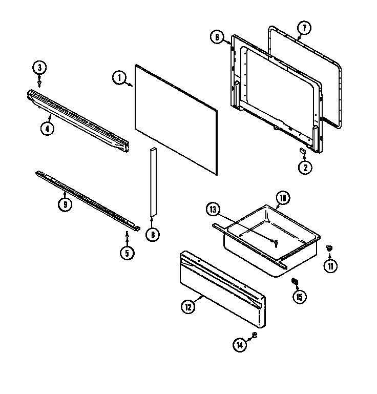 Admiral AER1150AAH door/drawer diagram