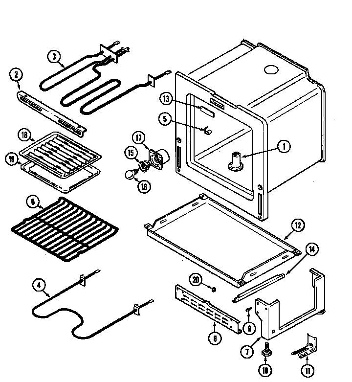 Admiral AER2350AMH oven/base diagram