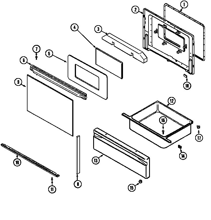 Admiral AER2350AMH door/drawer diagram