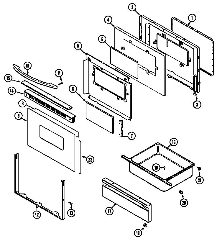 Jenn-Air JER8500AAA door/drawer diagram