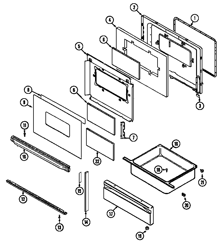 Magic Chef C6892XVS door/drawer diagram
