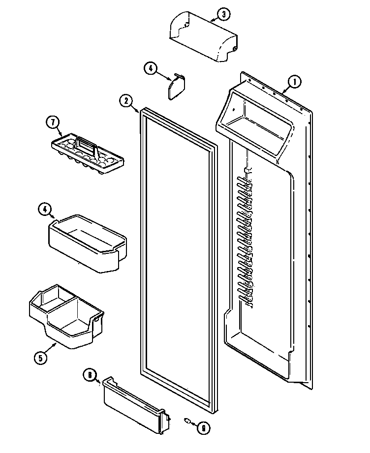Maytag MSD2754ARW fresh food inner door diagram