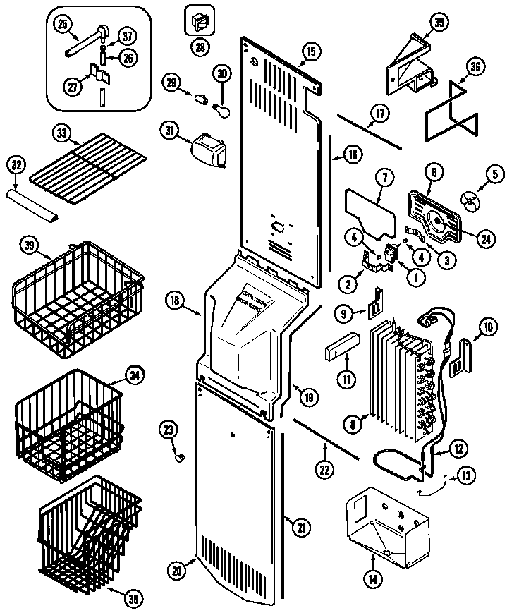 Maytag MSD2356AEA freezer compartment diagram