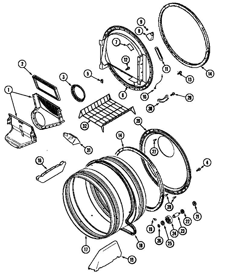 Maytag MDE9766AZW tumbler diagram