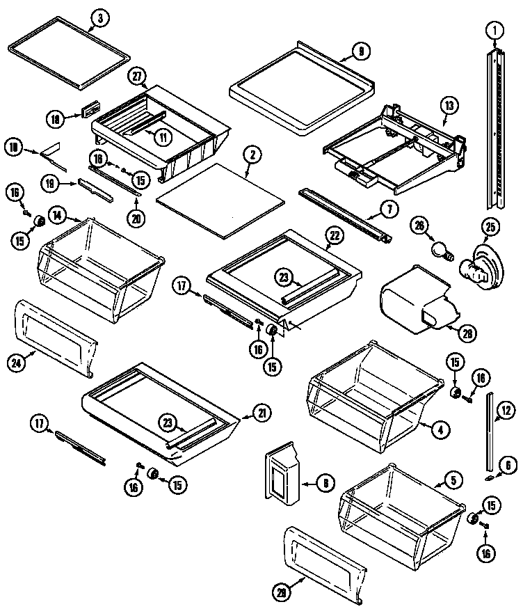 Jenn-Air JSD2388AEA shelves & accessories diagram