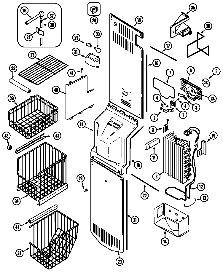 Maytag MSD2957AEA freezer compartment diagram