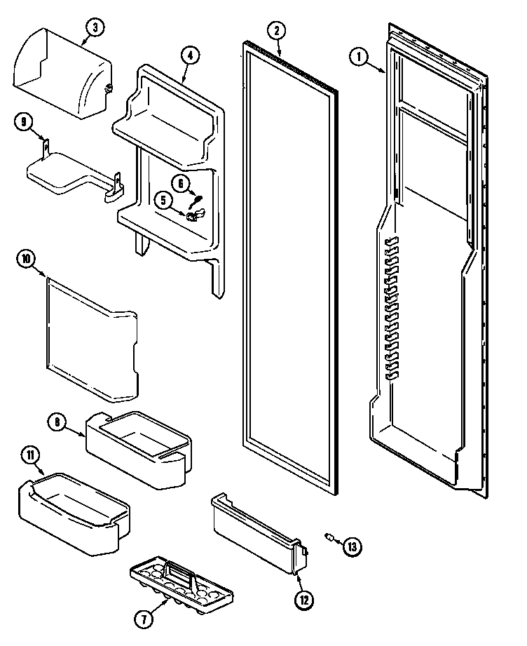 Maytag MSD2957AEA fresh food inner door diagram