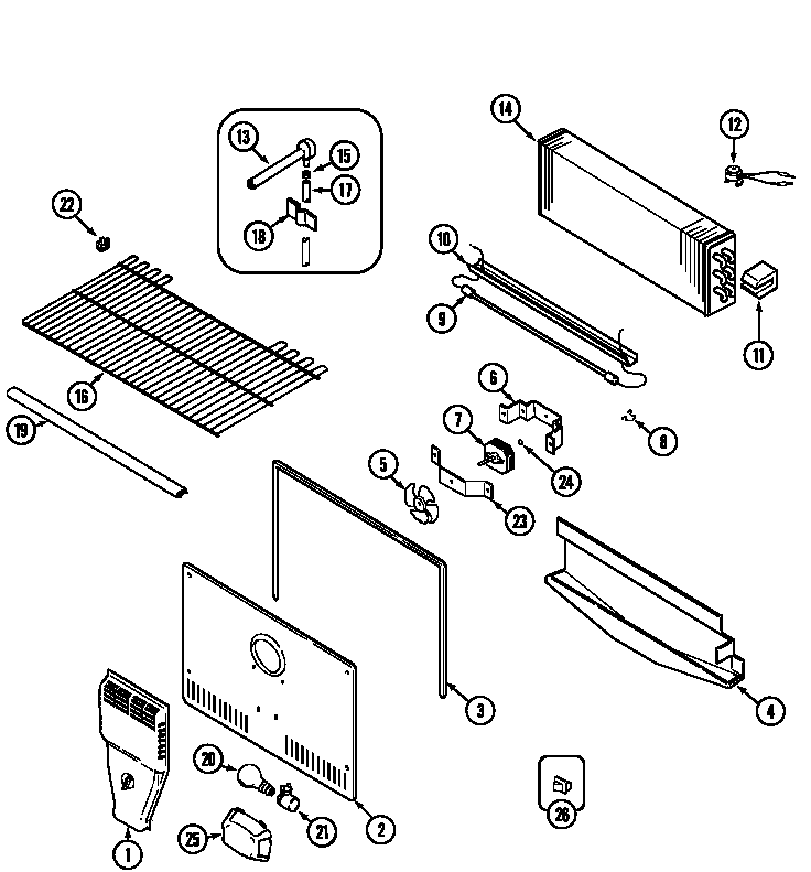 Maytag MTF1954ARW freezer compartment diagram