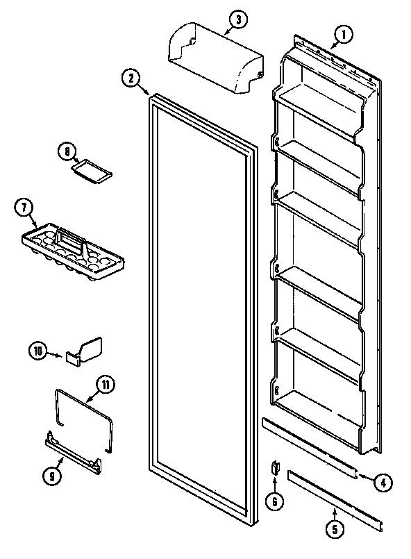 Maytag GS2114PXDQ fresh food inner door (bisque) (gs2114pxdq) diagram