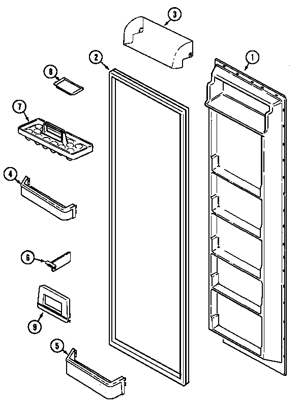 Maytag GS2314CXDA fresh food inner door diagram