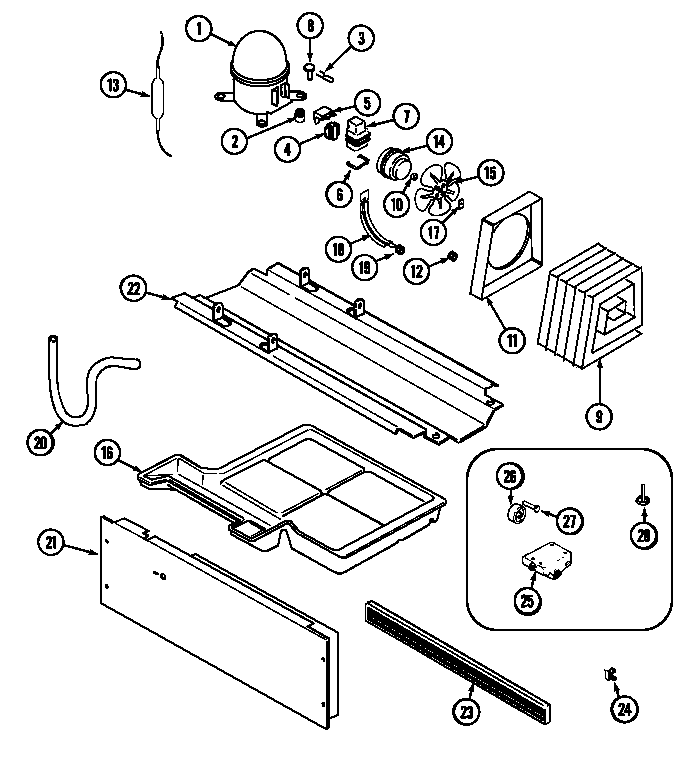 Maytag PTB1753DRW compressor (ptb1753dra) (ptb1753drw) diagram