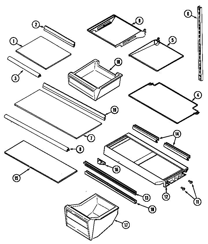 Maytag PTB1753DRW shelves & accessories (bisque) (ptb1753drq) diagram