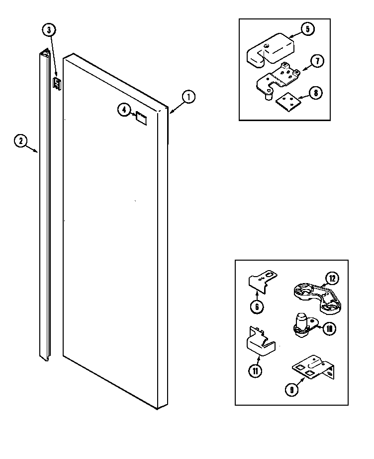 Jenn-Air JCB2389ARS fresh food outer door diagram