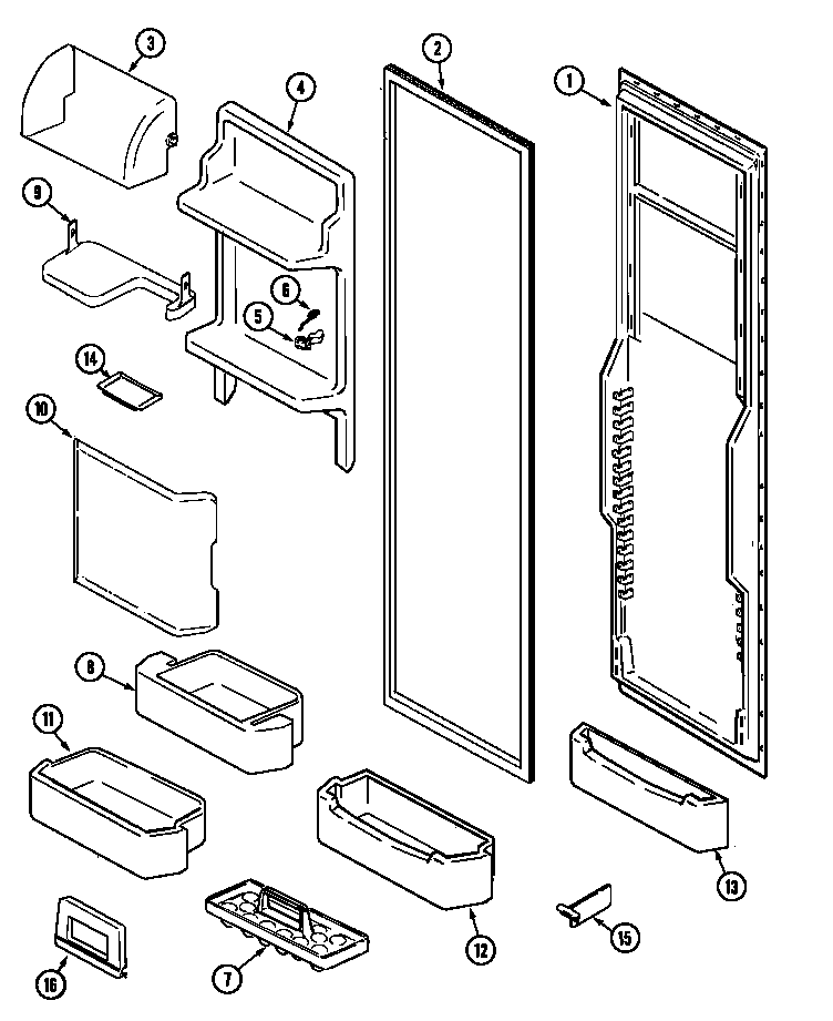 Jenn-Air JCB2389ARS fresh food inner door diagram