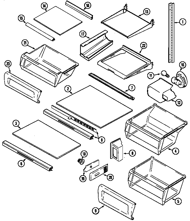Maytag MSD2754DRA shelves & accessories diagram