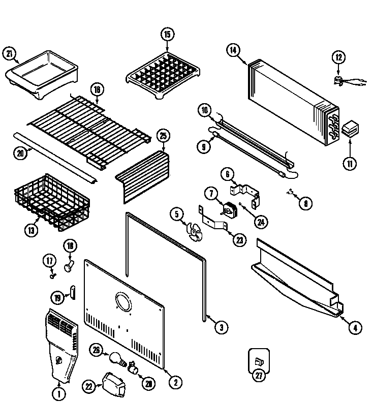 Maytag MTB1955DRQ freezer compartment (mtb1955dra) (mtb1955drw) diagram
