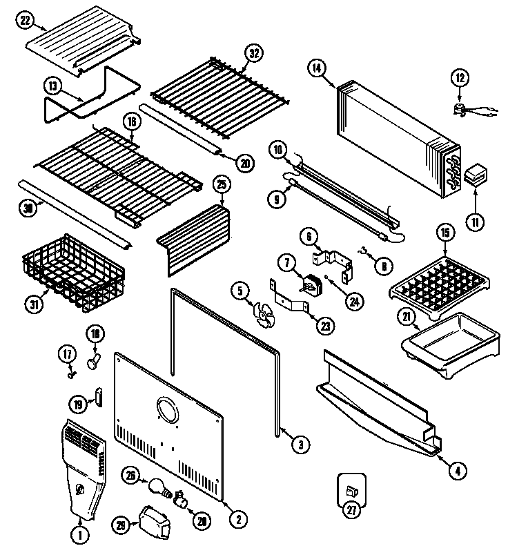 Maytag MTB2656DEW freezer compartment (mtb2656dea) (mtb2656deb) (mtb2656dew) diagram