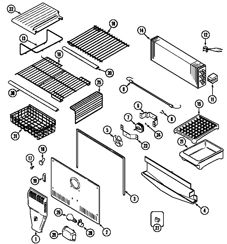 Maytag MTB2656DEW freezer compartment (bisque) (mtb2656deq) diagram