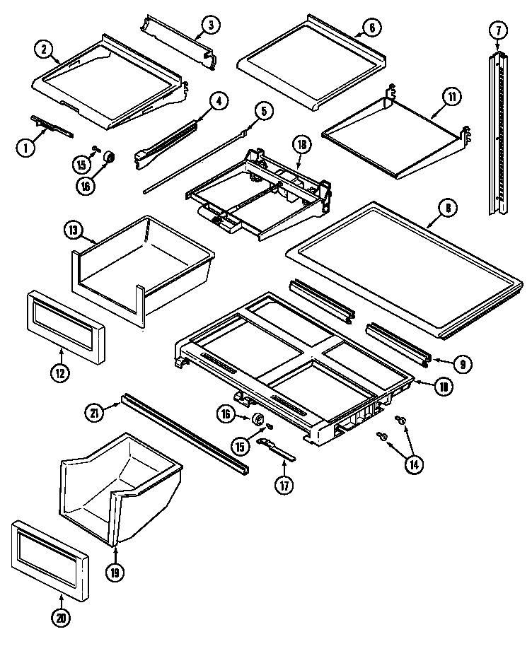 Maytag MTF2656DEB shelves & accessories diagram