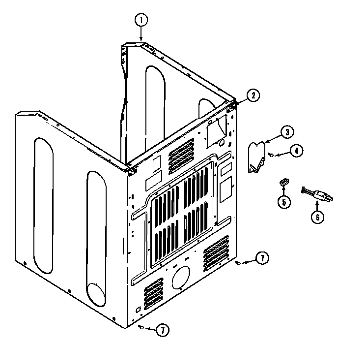 Maytag MDG6000BWQ cabinet-rear diagram