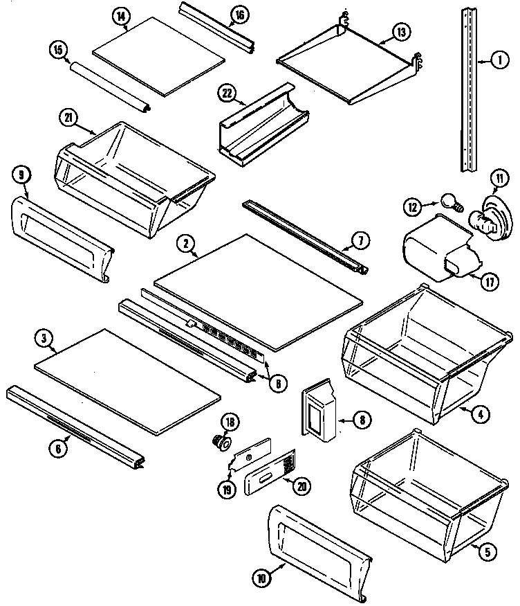Maytag MSD2554FRW shelves & accessories diagram