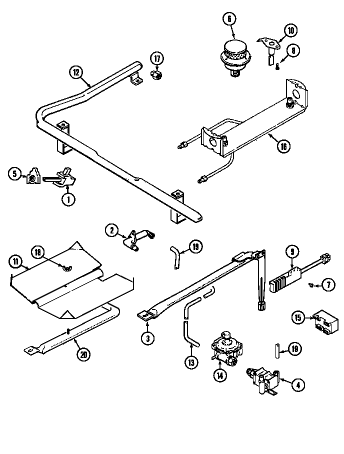 Magic Chef CGR3760BDW gas controls diagram