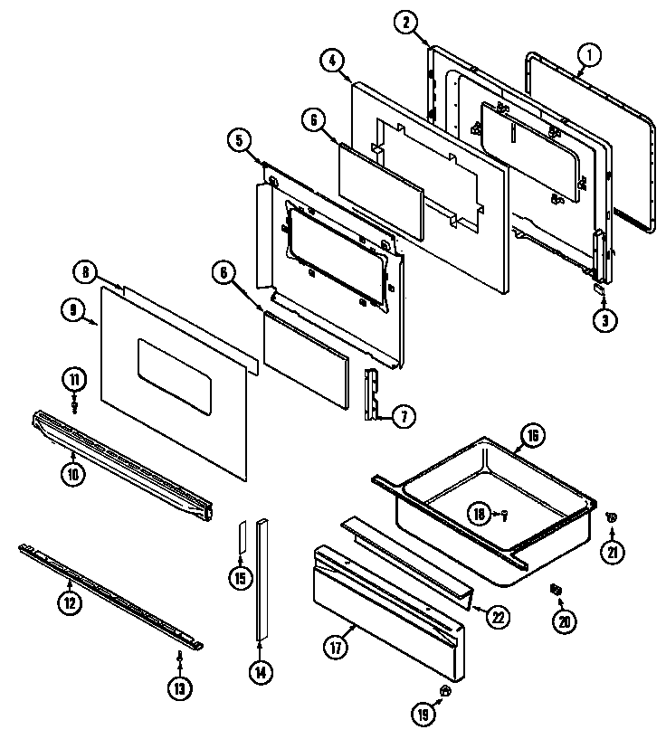 Magic Chef CGR3760BDW door/drawer diagram