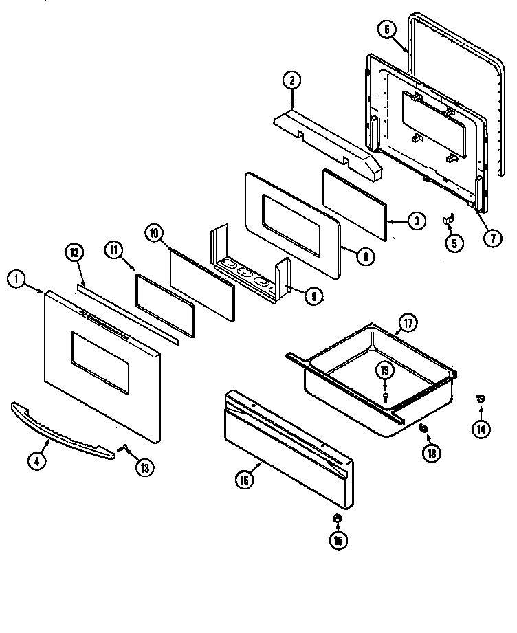 Maytag MER4530BCW door/drawer diagram