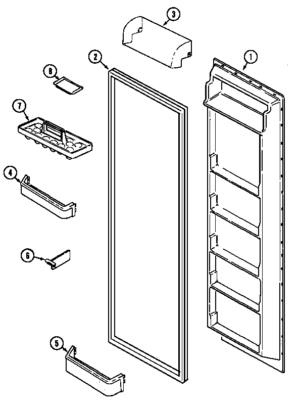 Maytag PSD2350DRW fresh food inner door diagram